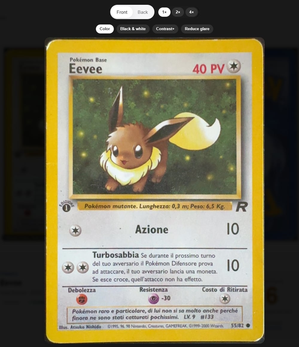 Zoom and filter viewer on the card photo